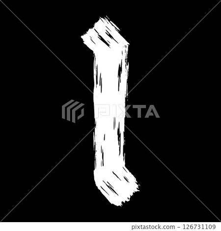 Gothic brushstroke letter. White letter on black background. Vector medieval font. Gothic brushstroke letter. White letter on black background. Vector medieval font. 126731109