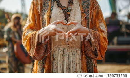 Heart gesture at outdoor festival 126731566