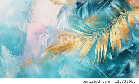 Tropical leaves with gold 126731662