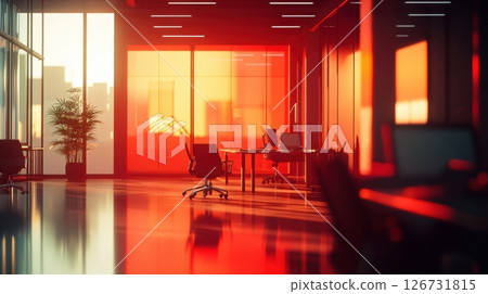 Modern office at sunset glow 126731815