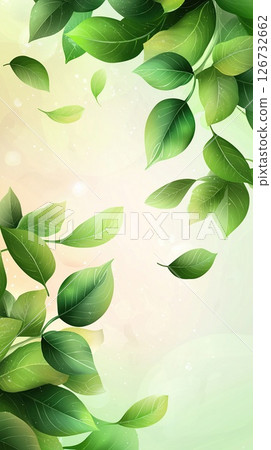Lush green leaves creating a serene atmosphere in a natural setting with soft light Lush green leaves creating a serene atmosphere in a natural setting with soft light 126732662
