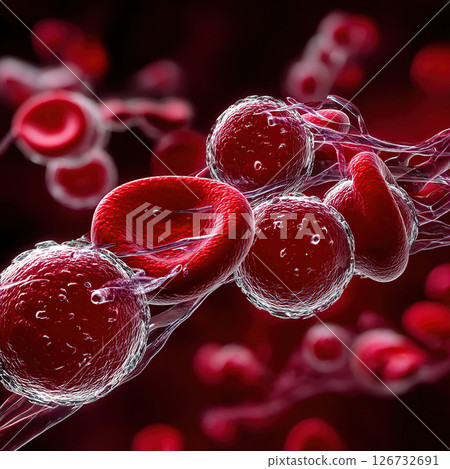 Detailed 3d rendering of human blood cells, including red and white blood cells. Detailed 3d rendering of human blood cells, including red and white blood cells. 126732691