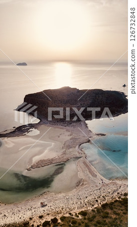Sunset on the Greek island of Crete in the stunning Balos Bay 126732848