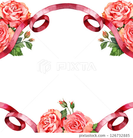 Vintage rose red flower frame background with text space, rose red floral frame for wedding invitation Vintage rose red flower frame background with text space, rose red floral frame for wedding invitation 126732885