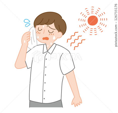 一名男子在夏天的酷暑中擦汗 一名男子在夏天的酷暑中擦汗 126733176