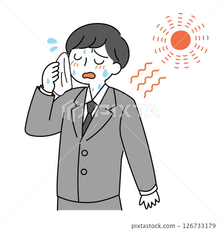 辦公室職員在夏季炎熱天氣中擦汗 辦公室職員在夏季炎熱天氣中擦汗 126733179