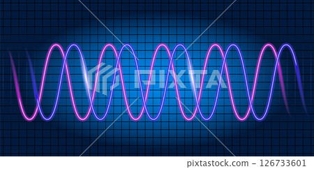 Oscilloscope with image of wave diagram.  Monitoring of processes occurring in electrical circuit. Wave graph. 126733601