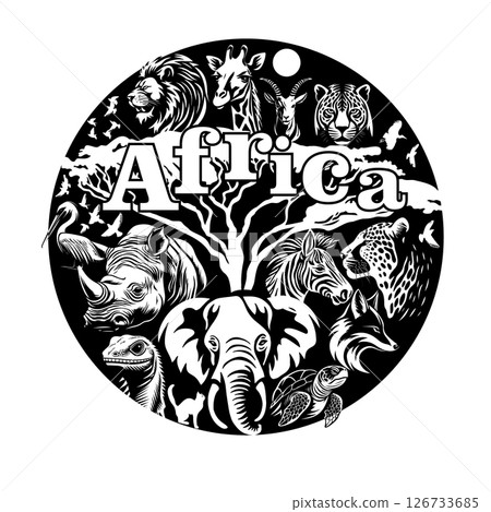 Africa abstract with animals. hand drawing. Not AI, Vector illustration Africa abstract with animals. hand drawing. Not AI, Vector illustration 126733685