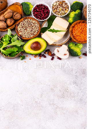 Vegan keto products. Ketogenic plant-based food Vegan keto products. Ketogenic plant-based food 126734070
