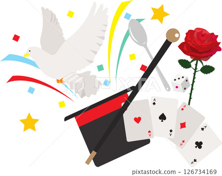 Magic trick and white dove 126734169