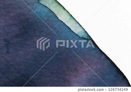 Watercolor artwork featuring deep blue and green hues with a textured edge Watercolor artwork featuring deep blue and green hues with a textured edge 126734249