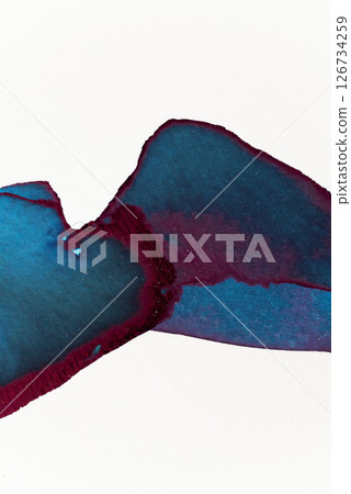 Vibrant abstract watercolor artwork featuring rich blue and deep red fluid shapes 126734259