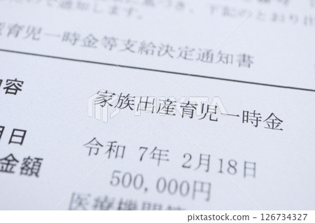 Notification of Lump Sum Childbirth and Childcare Grant Payment 126734327