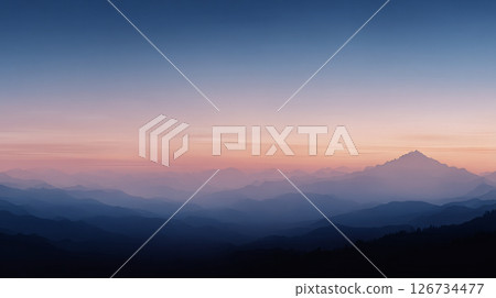 A fantastic mountain range dyed in the morning glow 126734477