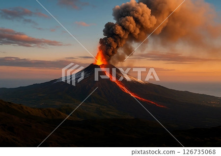 Dramatic Volcanic Eruption with Lava Flow 126735068