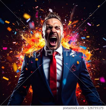 Illustration of an angry businessman exploding 126735173