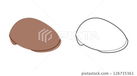 Flat Ivy Cap with Peak. Ascot Hat for Head Fashion accessory clothing technical illustration. Vector headgear for Men 126735361