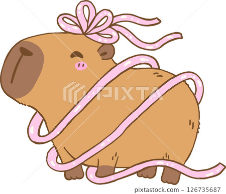 Birthday Capybara tangled in streamers cartoon doodle Birthday Capybara tangled in streamers cartoon doodle 126735687