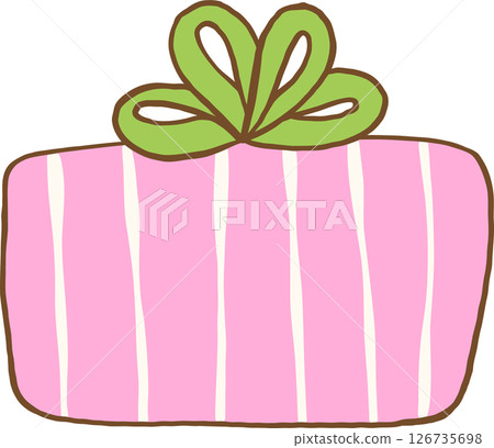 Cartoon Illustration of a Pink Striped Gift Box 126735698