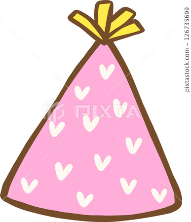 Cartoon Pink Party Hat with Hearts 126735699