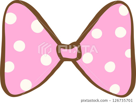 Cute Pink Polka Dot Bow Illustration 126735701