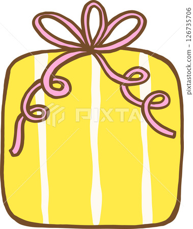 Illustration of a Yellow Gift Box with Ribbon 126735706