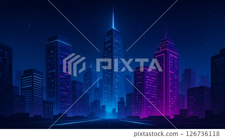 夜晚霓虹閃爍的未來城市（人工智慧生成） 126736118