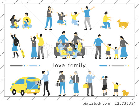 Family illustration material collection 126736354