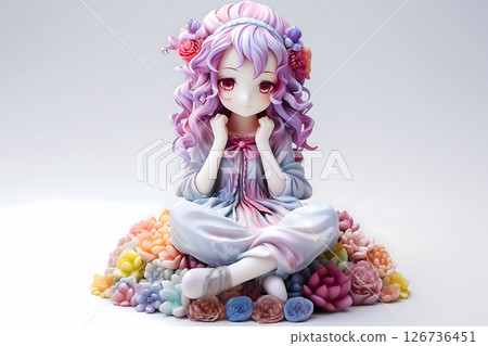 Pink haired beautiful girl figure 126736451