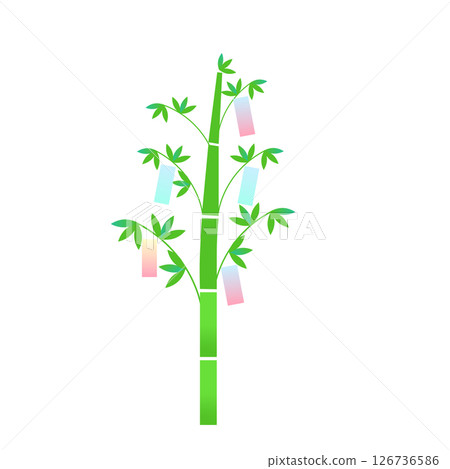 七夕紙條上的竹子插圖 126736586