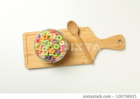 Colorful cornflakes, concept of tasty breakfast, morning food Colorful cornflakes, concept of tasty breakfast, morning food 126736915