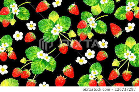 Strawberry fruit background Hand-drawn watercolor illustration of fruit Strawberry fruit background Hand-drawn watercolor illustration of fruit 126737293