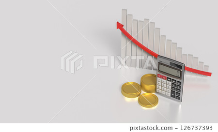 The Calculator and coins for business concept 3d Rendering. The Calculator and coins for business concept 3d Rendering. 126737393