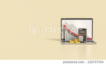 The Calculator and coins for business concept 3d Rendering. The Calculator and coins for business concept 3d Rendering. 126737394
