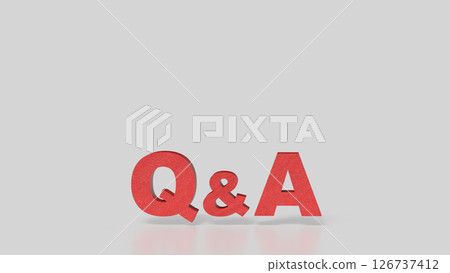 The Red Q&A on white Background 3d Rendering. 126737412