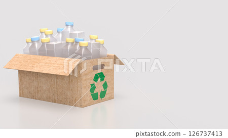 The Plastic bottle in Paper Box for eco or recycle concept 3d Rendering. The Plastic bottle in Paper Box for eco or recycle concept 3d Rendering. 126737413