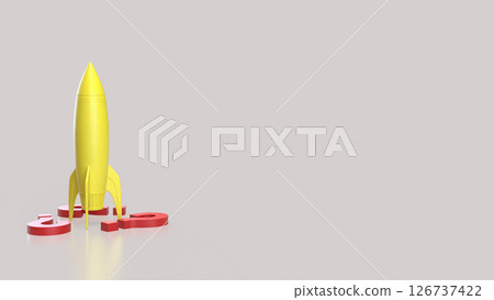 The Yellow rocket and red Question mark for startup concept 3d Rendering. 126737422