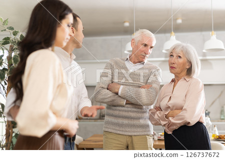 Adult son introduces his parents to girlfriend, family gatherings and communication Adult son introduces his parents to girlfriend, family gatherings and communication 126737672
