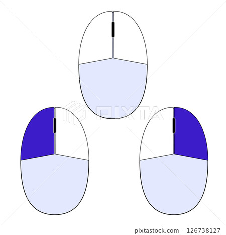 簡單的滑鼠插圖素材向量藍紫色設計左鍵和右鍵點擊PNG透明背景 126738127