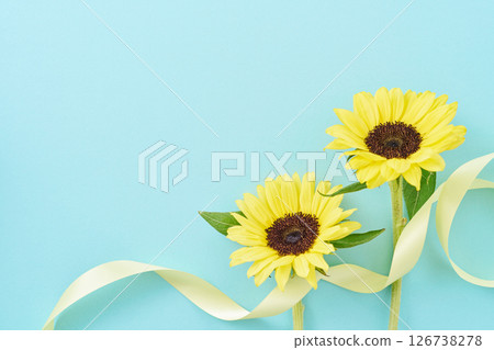 向日葵與絲帶父親節形象 向日葵與絲帶父親節形象 126738278