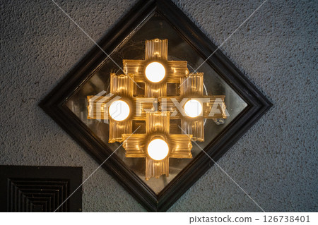 Retro lighting illuminating an old coffee shop Jun Kissa Retro lighting illuminating an old coffee shop Jun Kissa 126738401