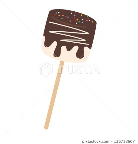 Delicious Marshmallows Covered with Chocolate on Sticks 126738607