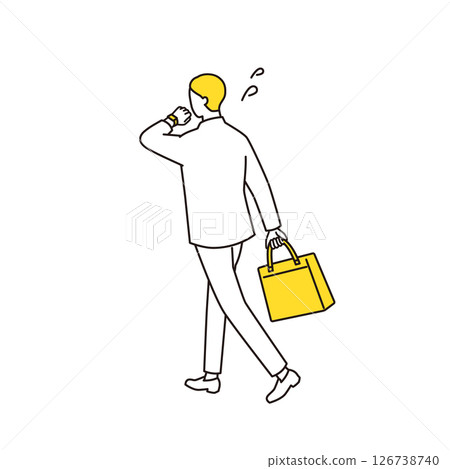 A businessman running while worrying about time 126738740