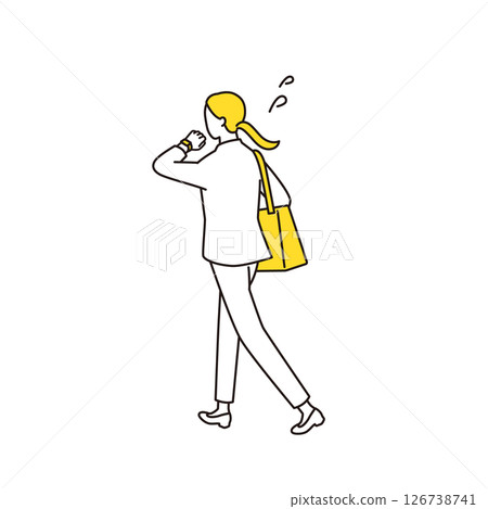 A business person running while keeping an eye on time 126738741