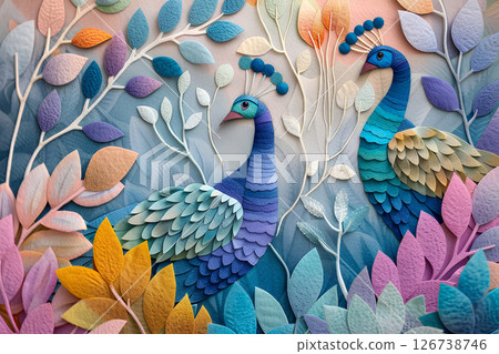 Peacock I met in the Forest of Light (Fantasy illustration) -1 126738746