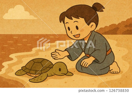 男孩與烏龜相遇的倒敘 126738830