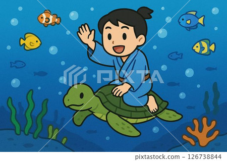 Urashima Taro dives to the bottom of the sea 126738844