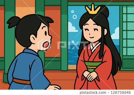 Urashima Taro meets Princess Otohime 126738846