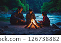 A family camping by the river 126738882