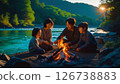 A family camping by the river 126738883